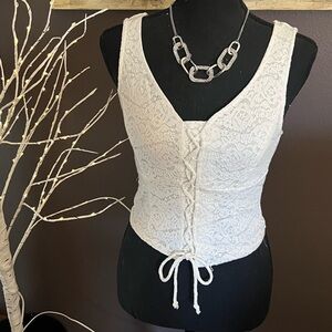 Elegant White Lace-Up Tank Top